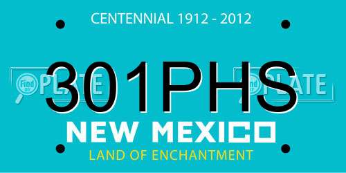 301PHS New Mexico License Plate