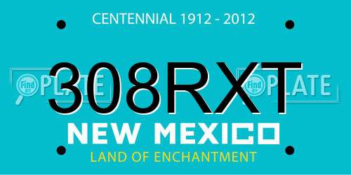 308RXT New Mexico License Plate