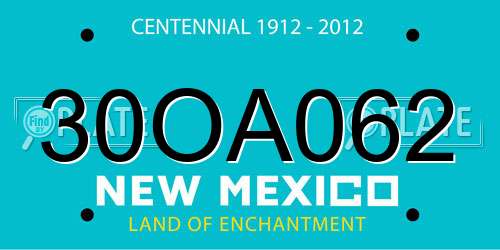 30OA062 New Mexico License Plate