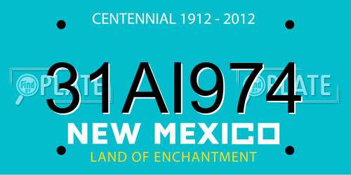31AI974 New Mexico License Plate