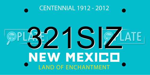 321SIZ New Mexico License Plate