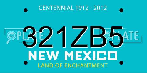 321ZB5 New Mexico License Plate