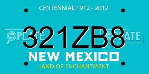 321ZB8 New Mexico License Plate