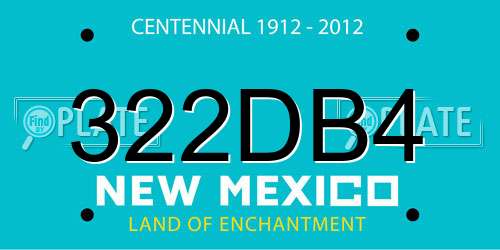 322DB4 New Mexico License Plate