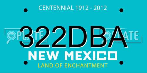 322DBA New Mexico License Plate