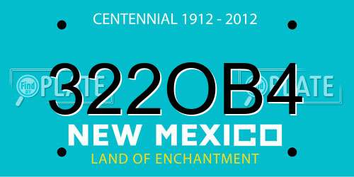 322OB4 New Mexico License Plate