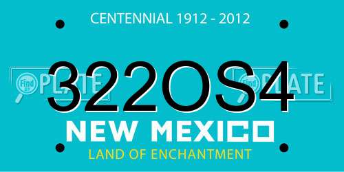 322OS4 New Mexico License Plate