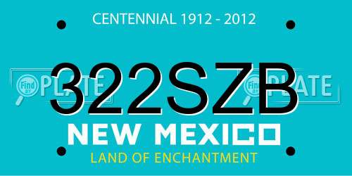 322SZB New Mexico License Plate