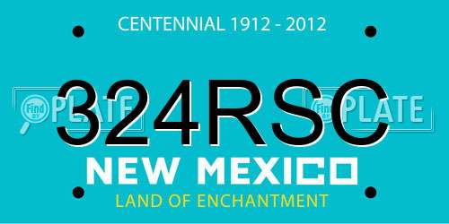 324RSC New Mexico License Plate