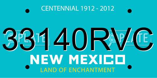 33140RVC New Mexico License Plate