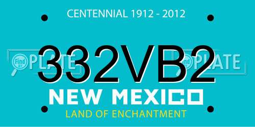 332VB2 New Mexico License Plate