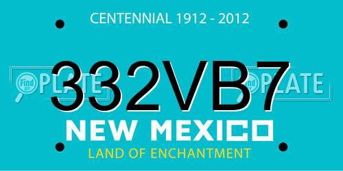 332VB7 New Mexico License Plate