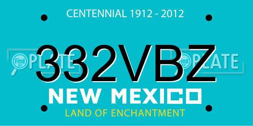 332VBZ New Mexico License Plate
