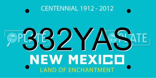332YAS New Mexico License Plate