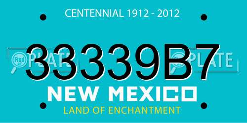 33339B7 New Mexico License Plate