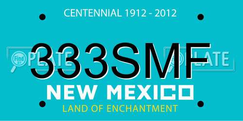 333SMF New Mexico License Plate