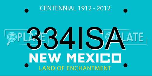 334ISA New Mexico License Plate