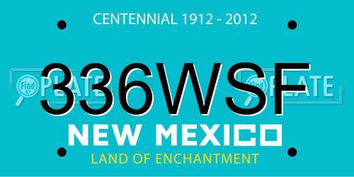 336WSF New Mexico License Plate