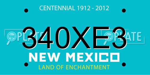 340XE3 New Mexico License Plate