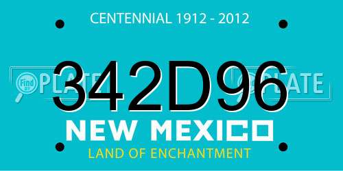 342D96 New Mexico License Plate
