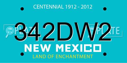 342DW2 New Mexico License Plate