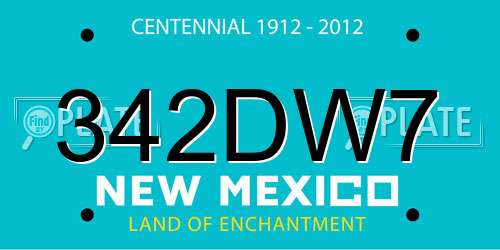 342DW7 New Mexico License Plate