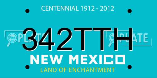 342TTH New Mexico License Plate