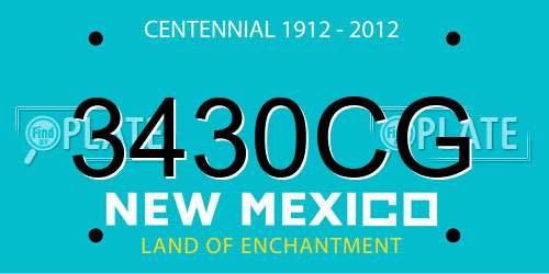 3430CG New Mexico License Plate