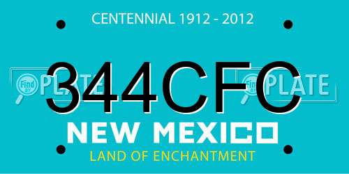 344CFC New Mexico License Plate