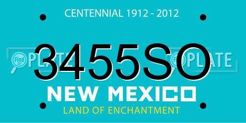 3455SO New Mexico License Plate