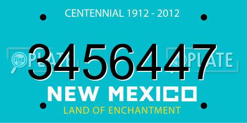 3456447 New Mexico License Plate
