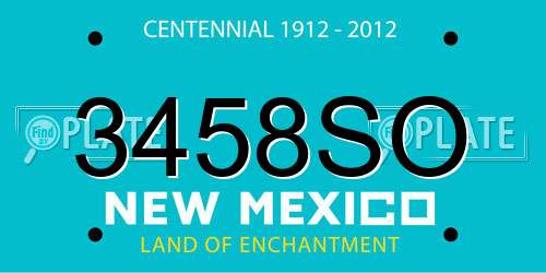 3458SO New Mexico License Plate