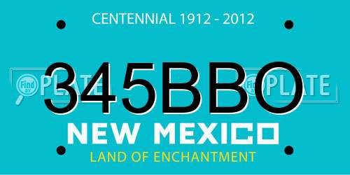 345BBO New Mexico License Plate