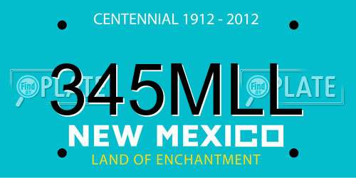 345MLL New Mexico License Plate