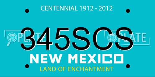 345SCS New Mexico License Plate