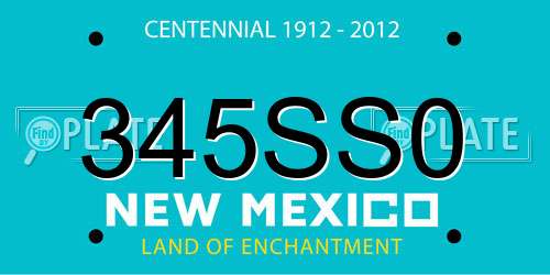 345SS0 New Mexico License Plate