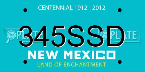 345SSD New Mexico License Plate