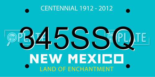 345SSQ New Mexico License Plate