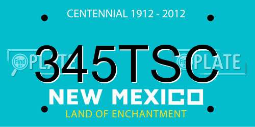 345TSC New Mexico License Plate