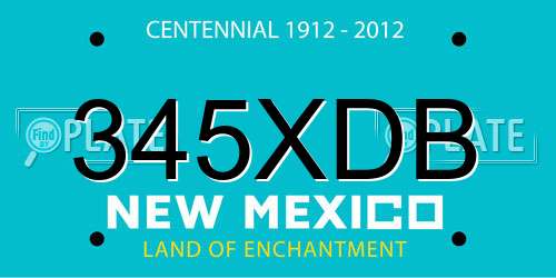 345XDB New Mexico License Plate