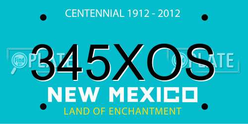 345XOS New Mexico License Plate