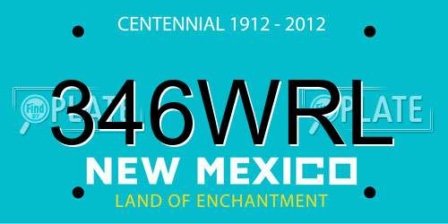 346WRL New Mexico License Plate