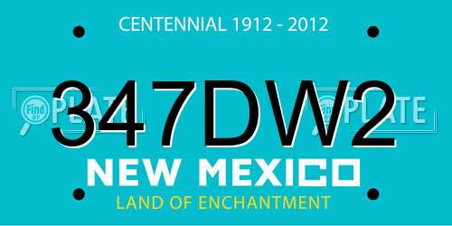 347DW2 New Mexico License Plate