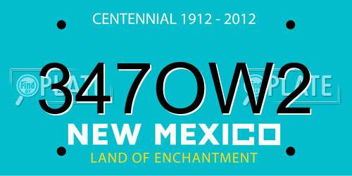347OW2 New Mexico License Plate