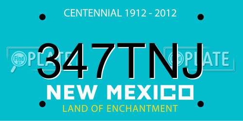 347TNJ New Mexico License Plate