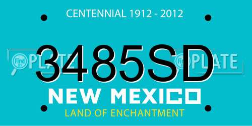3485SD New Mexico License Plate