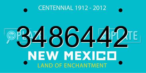 3486442 New Mexico License Plate