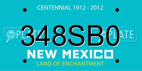 348SB0 New Mexico License Plate