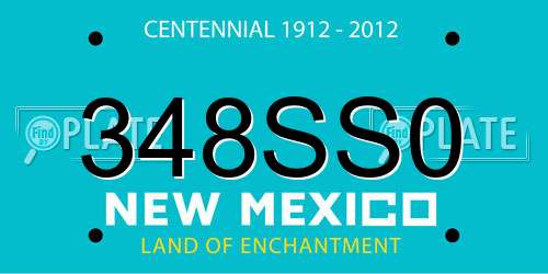 348SS0 New Mexico License Plate