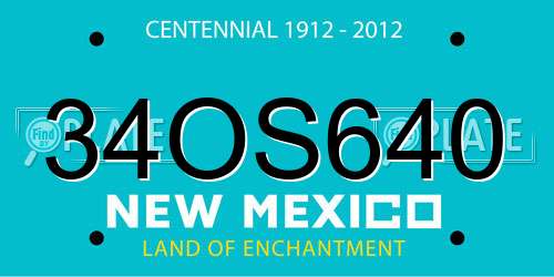 34OS640 New Mexico License Plate